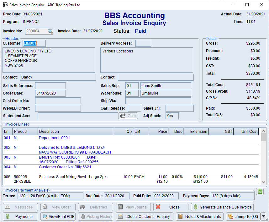 Example: Sales Invoice Enquiry of a consolidated invoice Example: Sales Invoice Enquiry of a consolidated invoice