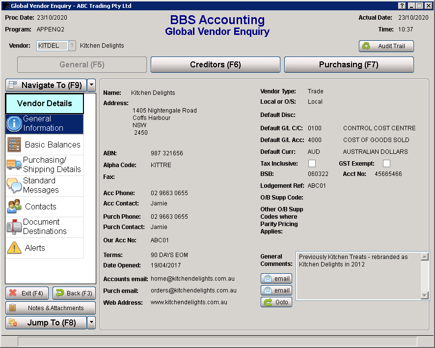 Global Vendor Enquiry Screen Global Vendor Enquiry Screen