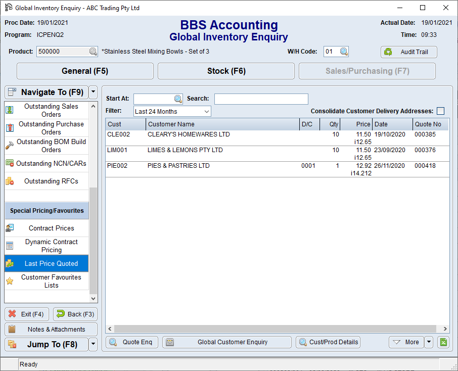 Last Price Quoted Tab Last Price Quoted Tab