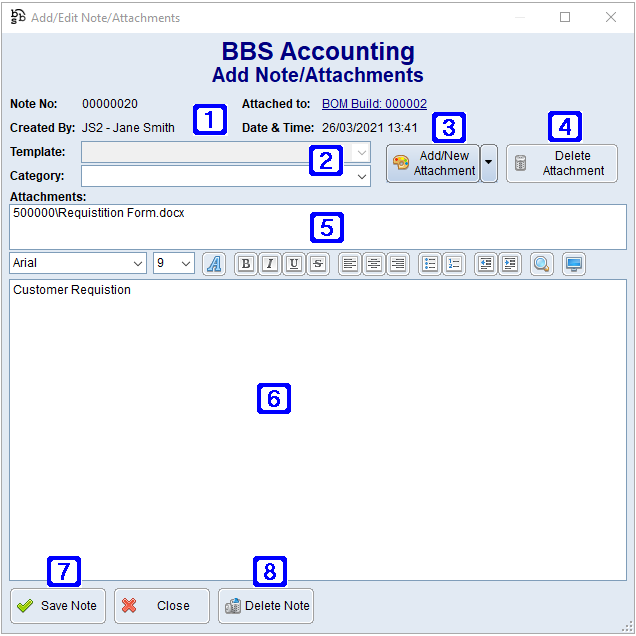 Add/Edit Note/Attachments Screen Add/Edit Note/Attachments Screen