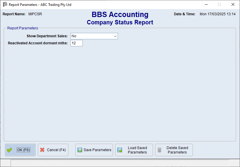 Company Status Report Screen Company Status Report Screen