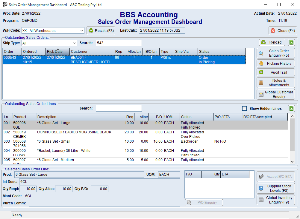Sales Order Management Dashboard