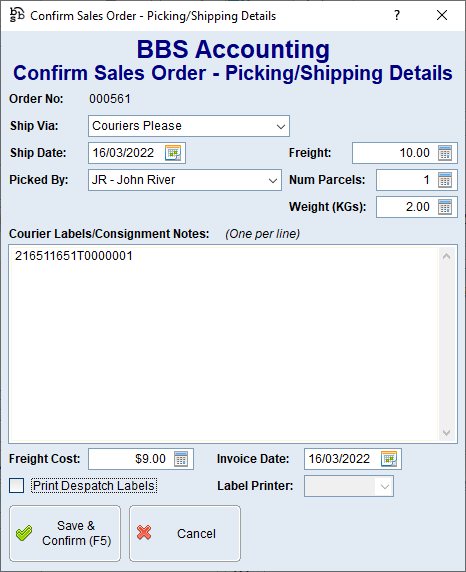 Confirm Sales Order - Picking/Shipping Details Screen Confirm Sales Order - Picking/Shipping Details Screen