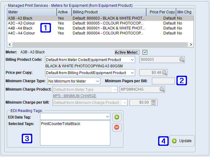 Equipment Masterfile Maintenance - Meters Tab Screen Equipment Masterfile Maintenance - Meters Tab Screen