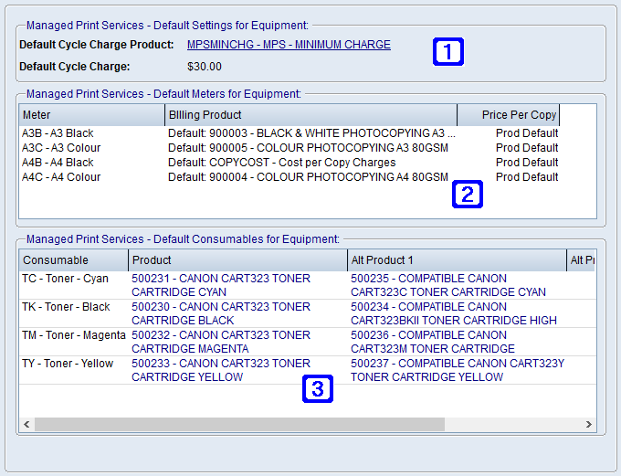 Managed Print Services, Meters and Consumables Tab Screen Managed Print Services, Meters and Consumables Tab Screen