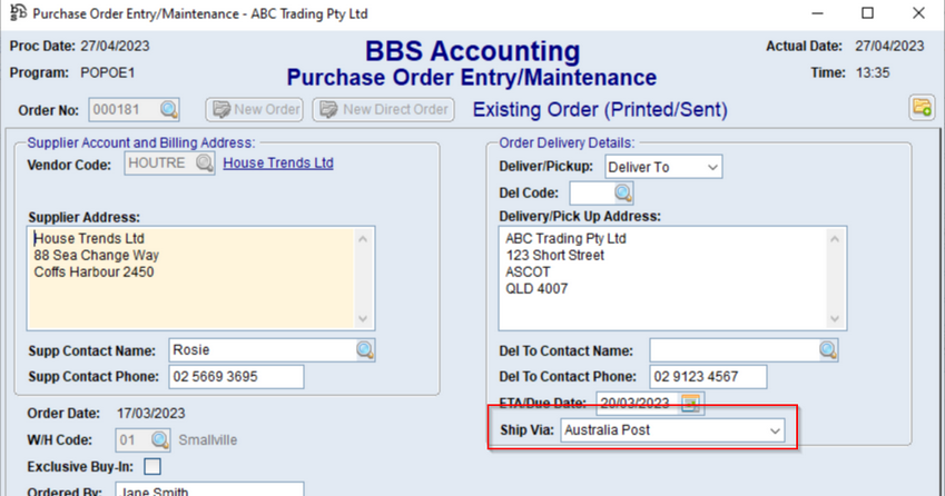 Purchase Order Entry/Maintenance Screen Purchase Order Entry/Maintenance Screen