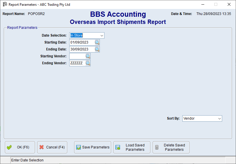 Overseas Import Shipments Report Screen Overseas Import Shipments Report Screen