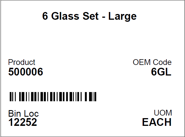 Example of Racking Label