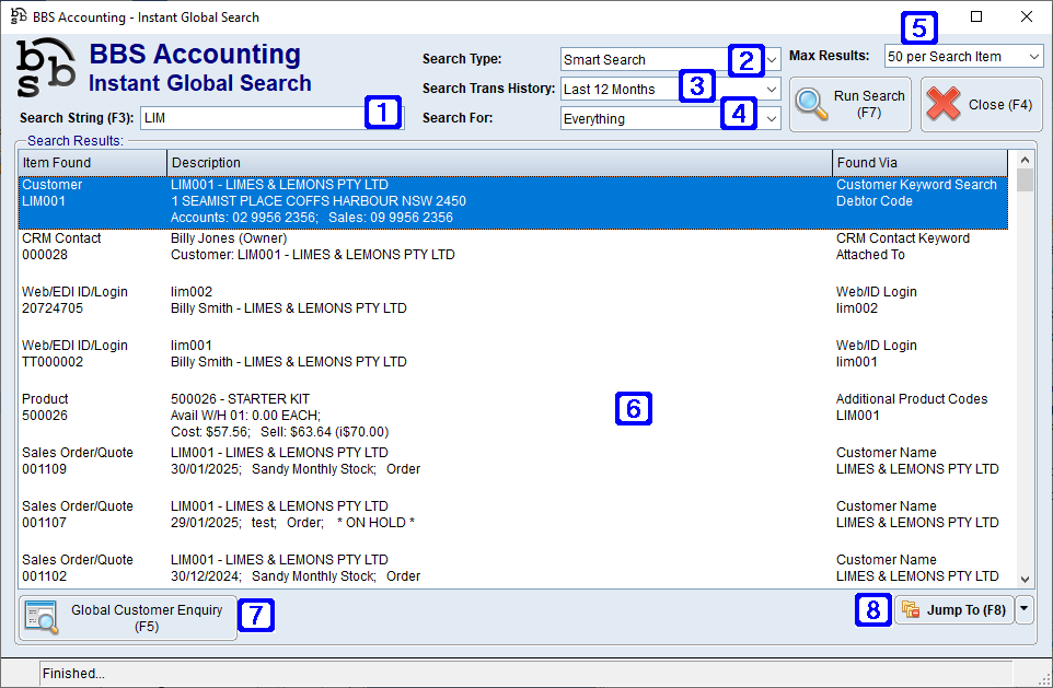 Instant Global Search Screen