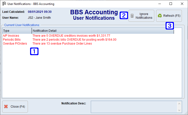 User Notifications Screen User Notifications Screen