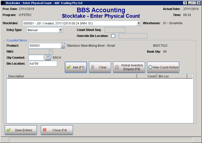 Stocktake Improvements